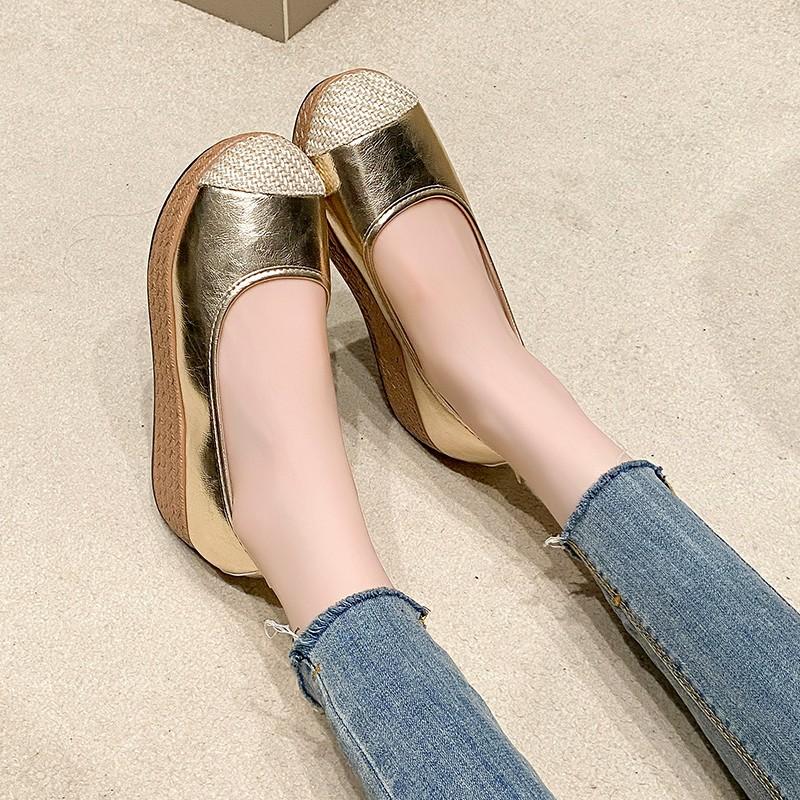 Boty Mary Jane Dámské Jarní Módní Klínový Podpatek Jednoduché Boty Temperament Jednoslovná Přezka Světlá Ústa Malé Kožené Boty