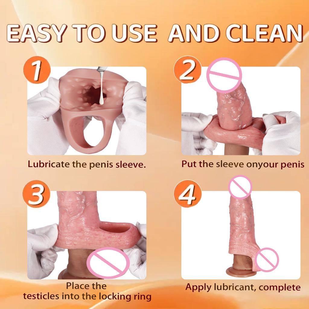 Super Realistic Male Penis Cover with Hollow Elongated and Thickened Protection Intimate Cover Penis Cover Adult Sex Product Cock Rings Male Sex Toys