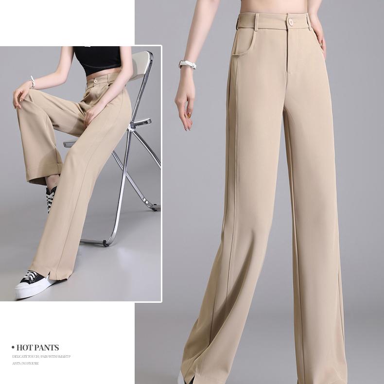 Fashionable Summer Loose Straight-Leg Split Pants for Women