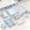 Transparent Acrylic Makeup Organizer Box Pen Holder Desktop Stationery Storage Box Multifunctional Student Office Organizing Box