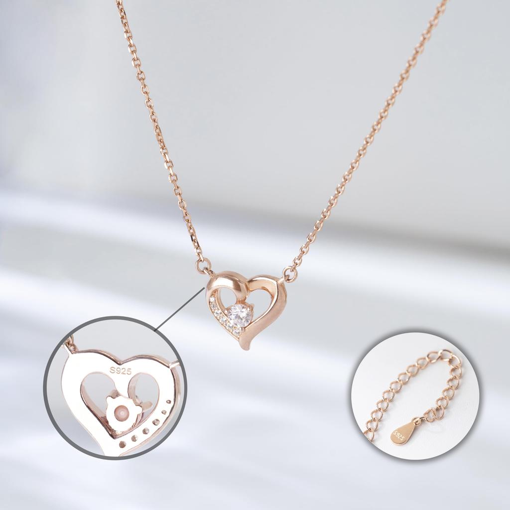 Herzkette für Silbernes Herz Rosa Schuleintritt Pendeln [FH.bird] Frauen, Beliebt, Schlicht, "Warmes Herz", 925, Hypoallergen, Zirkonia, Anhänger,