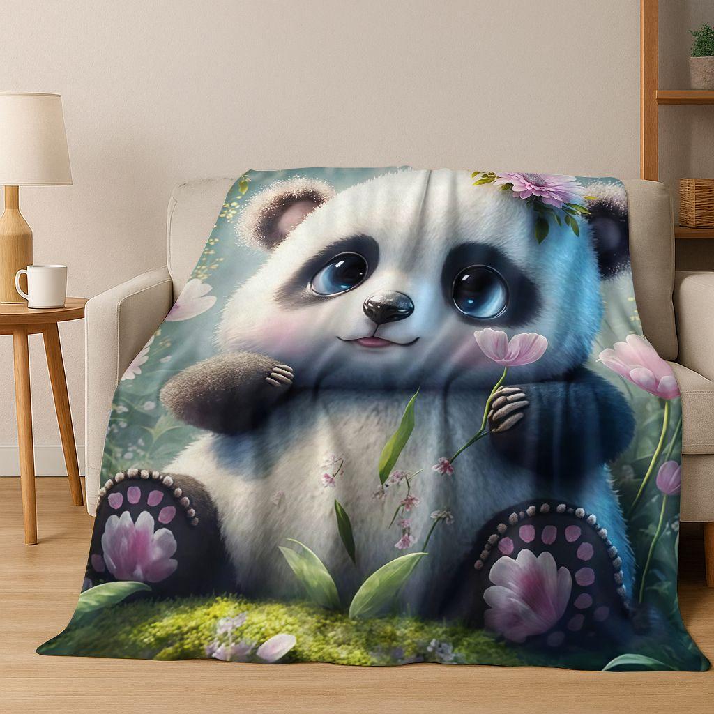 2026 New Dream Panda Cute Cartoon Art Flannel Blanket,Cozy Soft Throw Blanket for Home Bedroom Bed Sofa Picnic Cover Gift Kids