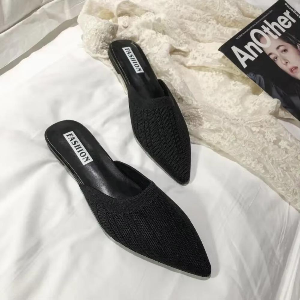 New Women's Summer Mules Fashion Female Flipflop Yellow Office Slippers Flat Sandals Women Spring Slides Shoes 43 Woven Slippers