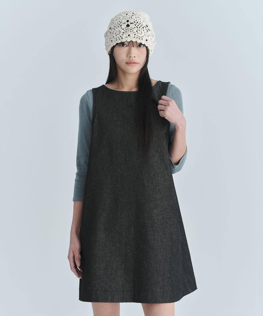Code Graphy (Women) Sleeveless Denim Dress - Black