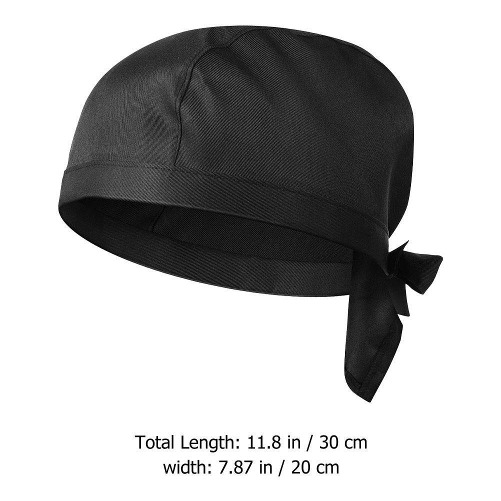 Chef Hat Turban Unisex Hats Black Caps Tie Work Kitchen for Men Cooking Wraps Skull Catering