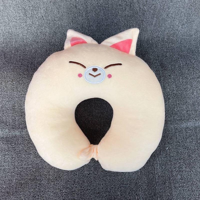 Cute Cartoon U-Shaped Travel Neck Pillow, Soft Polyester Fiber Neck Support Pillow for Nap & Flight