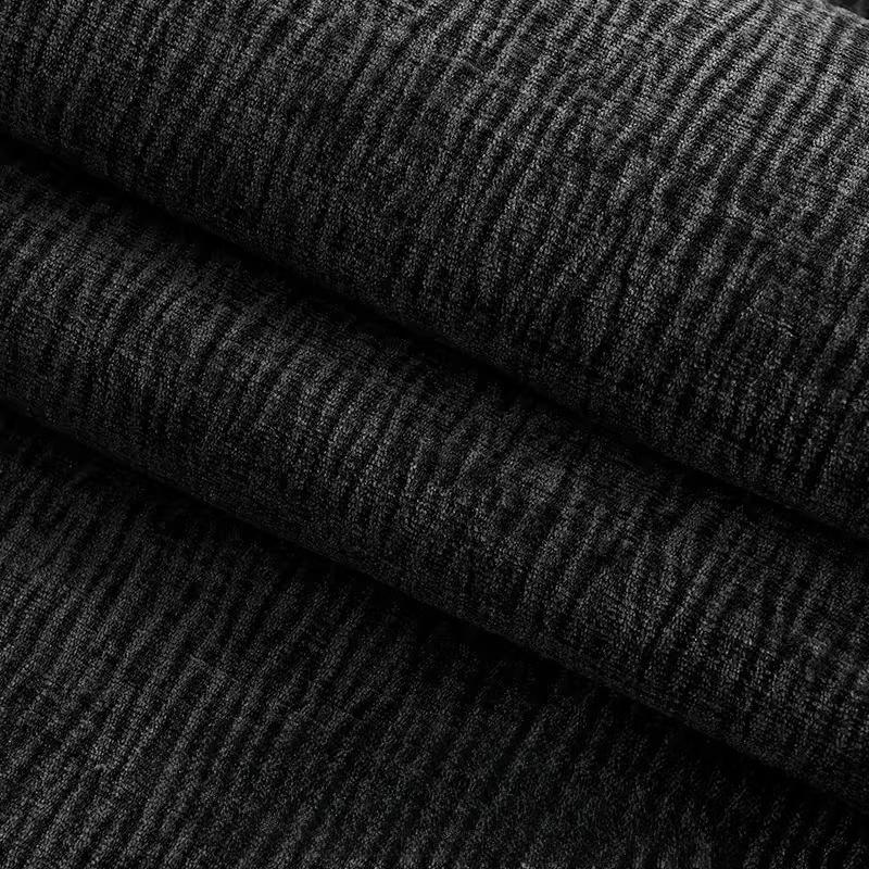 Thickened Plain Chenille Fabric Jacquard for Sewing Curtains Sofacovers Sewing Striped Pattern Textile Skin-friendly Textured