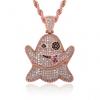Halloween Ghost Emoji Pendant Necklace Men Women Stylish Copper Charm With Gold Rose Finish