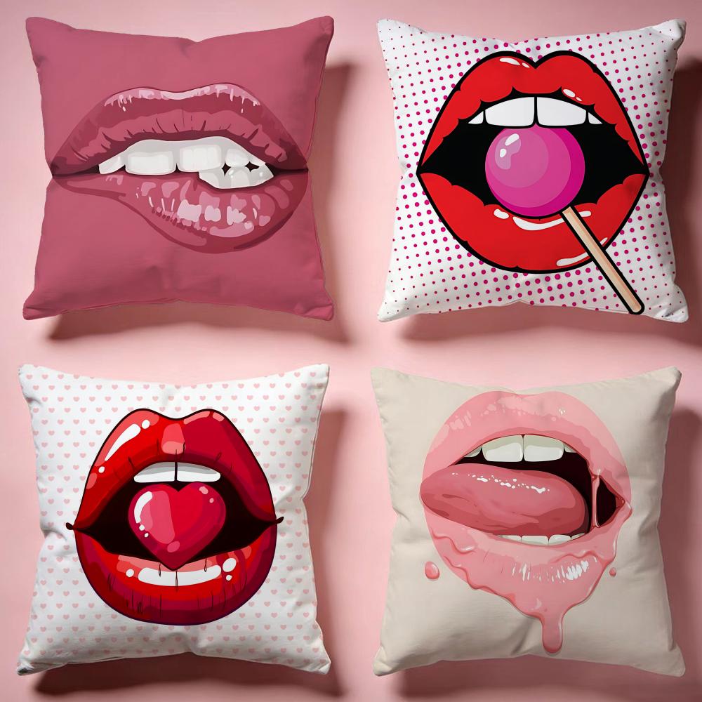 Bold Vintage Red Lips Cushion Cover Comfortable Durable Pillow Cover MultiScene for Home Office Car Sofa