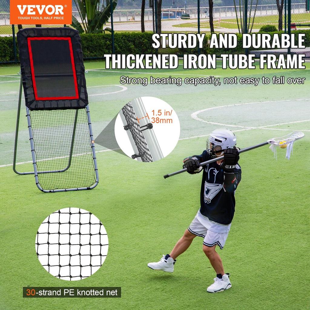 Folding Lacrosse Rebounder for Backyard, 3x8 Ft Volleyball Bounce Back Net, Pitchback Throwback Baseball Softball Return Training Screen, Adjustable