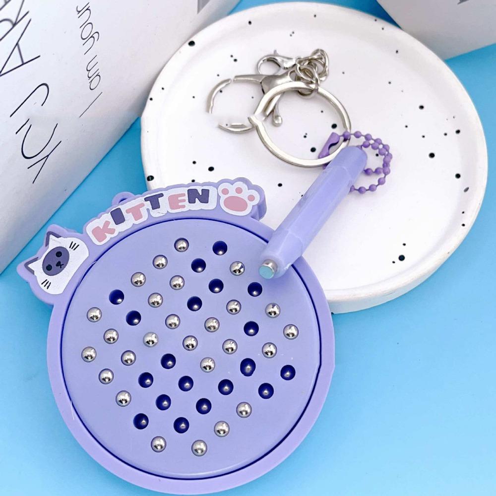 DIY Mini Funny Keychain Relaxing Toy Cartoon Cat Pendant Magnetic Drawing Board Keyring  Children