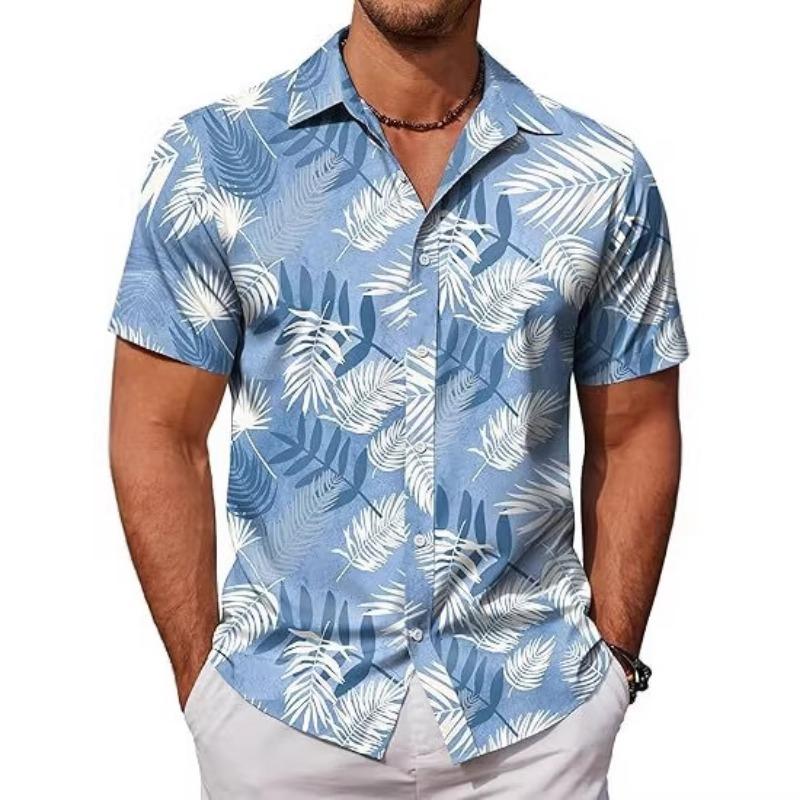 Men S Short Sleeve Tropical Print Hawaiian Casual Shirt