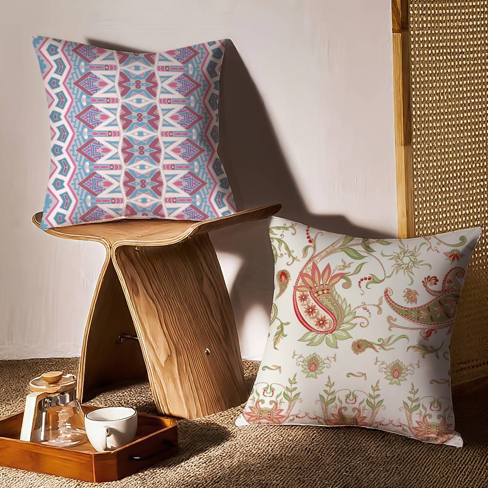 Bohemia Pillow Case Anti-dustmite Pillowcase Invisible Zipper Silky Short Plush Sofa Cushion Cover