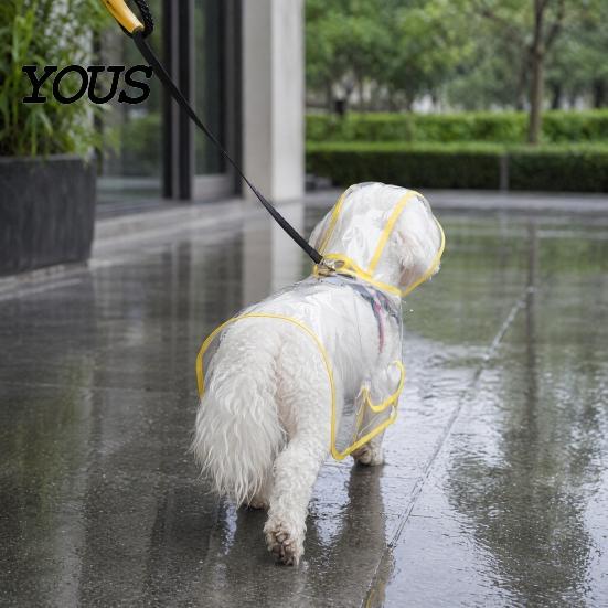 Dog Rainwear Clear Raincoat Poncho, Waterproof EVA Rain Suit for Small Medium Dogs, Pet Jacket with Hood And Leash Hole, Teddy Bichon Outdoor Walking