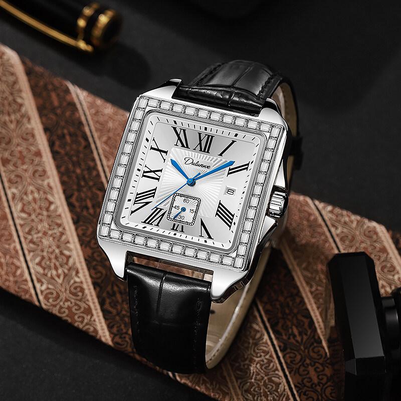 Dulunwe Fashionable Business Luxury Automatic Date Waterproof Square Dial Retro Automatic Mechanical Men's Watch