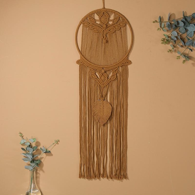Macrame Woven Wall Hanging Leaf Tree Dream Catcher,Bohemian Handmade Room Hanging Tapestry,Wedding Decoration Crafts
