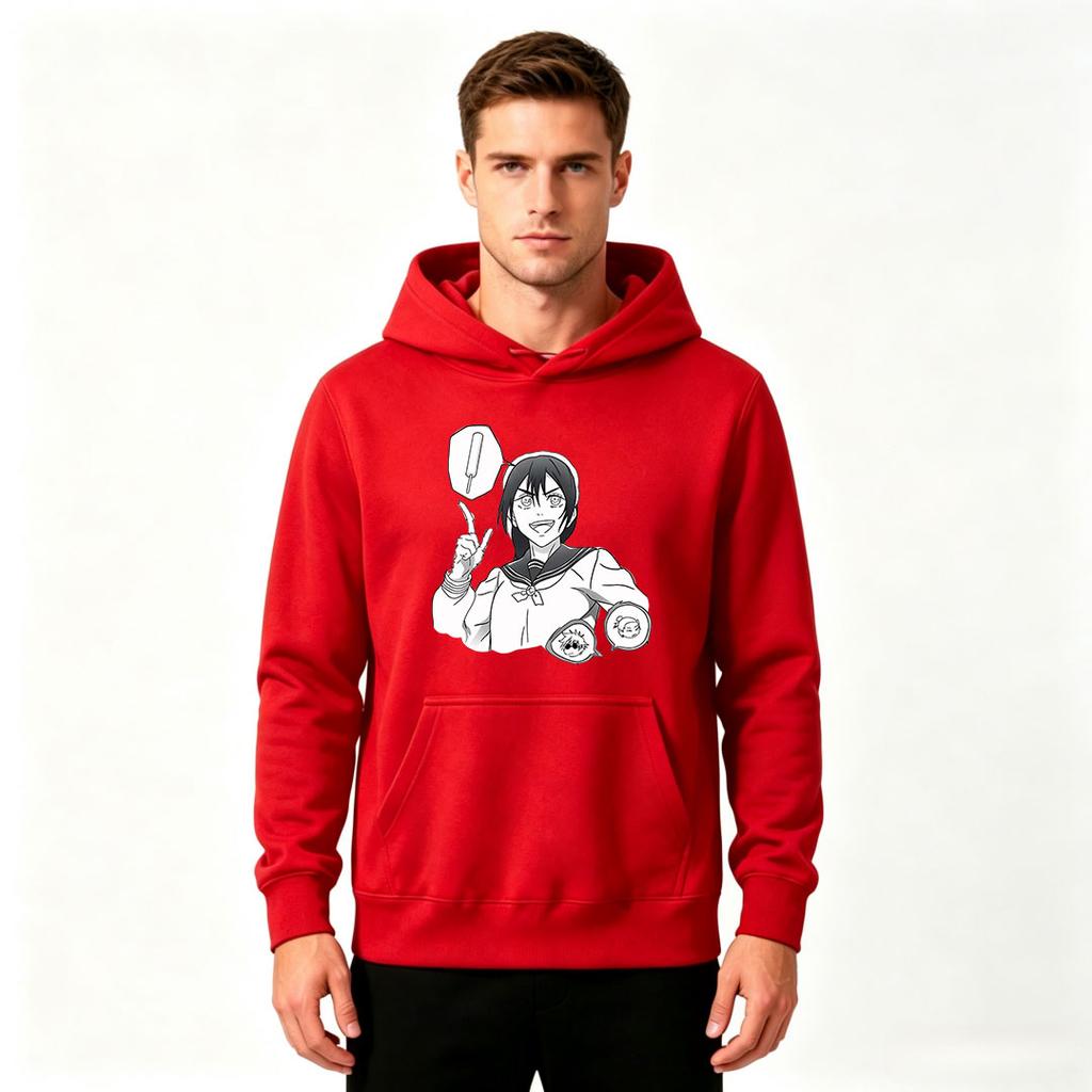 Men Cartoon Anime Pattern Print Pullover Hoodie Casual Long Sleeve Sweatshirt for Daily Wear