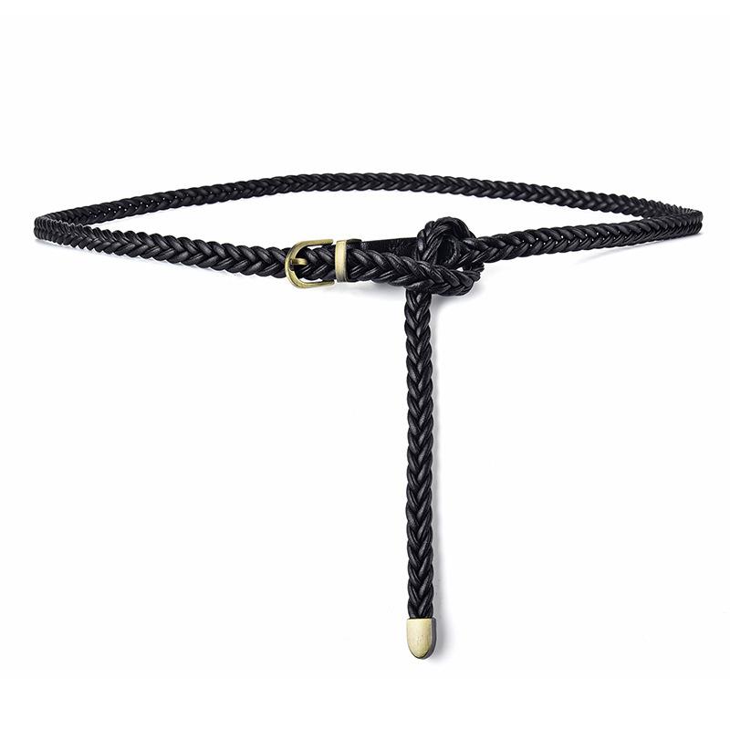 

Винтажный тонкий ремень из вощеного шнура, женская плетеная поясная цепочка, женский декоративный ремень для платья, джинсов 105cm чёрный