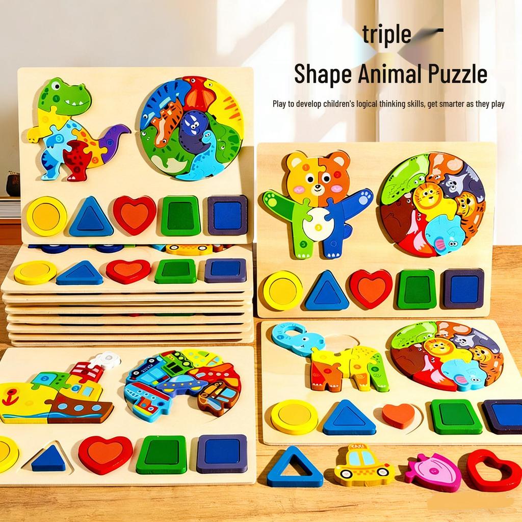 3D Geometric Animal Shape Puzzle Board for Early Education and Shape Matching