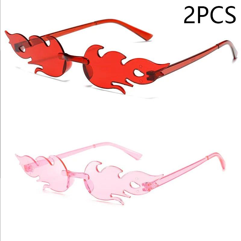 Flame Sunglasses Rimless Colorful Ball Party Candy Hip-hop Fruit One-piece Glasses Stylish Unique Fashion