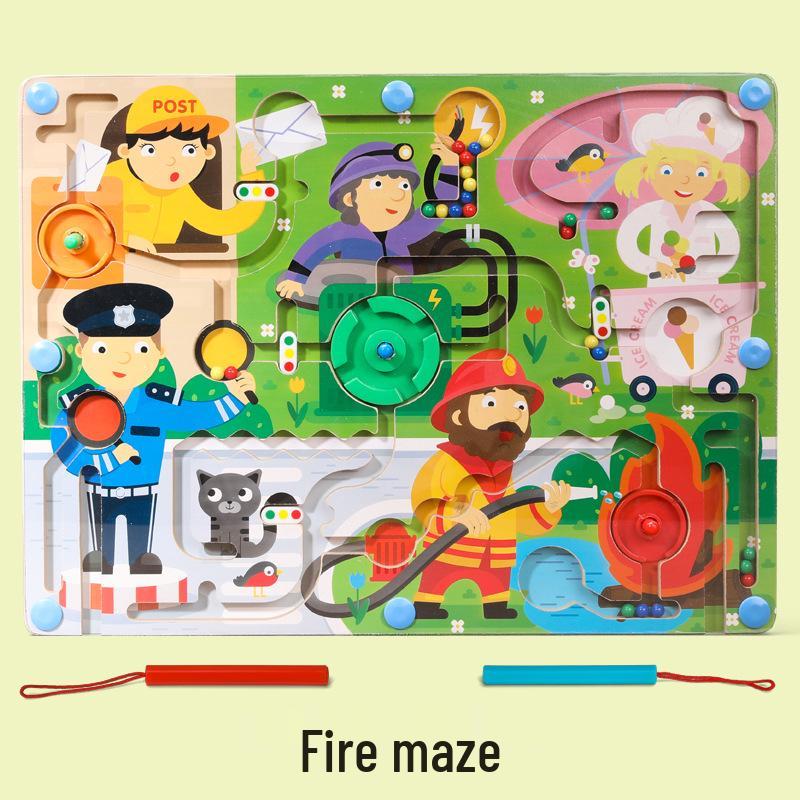 Kids Wooden Magnetic Maze: Pencil Control, Logical Thinking & Concentration Toy for Ages 3-6