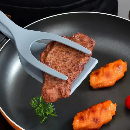 2-in-1 Nylon Spatula Tongs Double-Headed Frying And Baking Tongs Heat-Resistant Kitchen Utensil with Long Handle