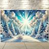 Magischer Winterwald Wandteppich, Schneebedeckter Kiefernwald Hintergrundtuch, Weihnachts Wanddekoration