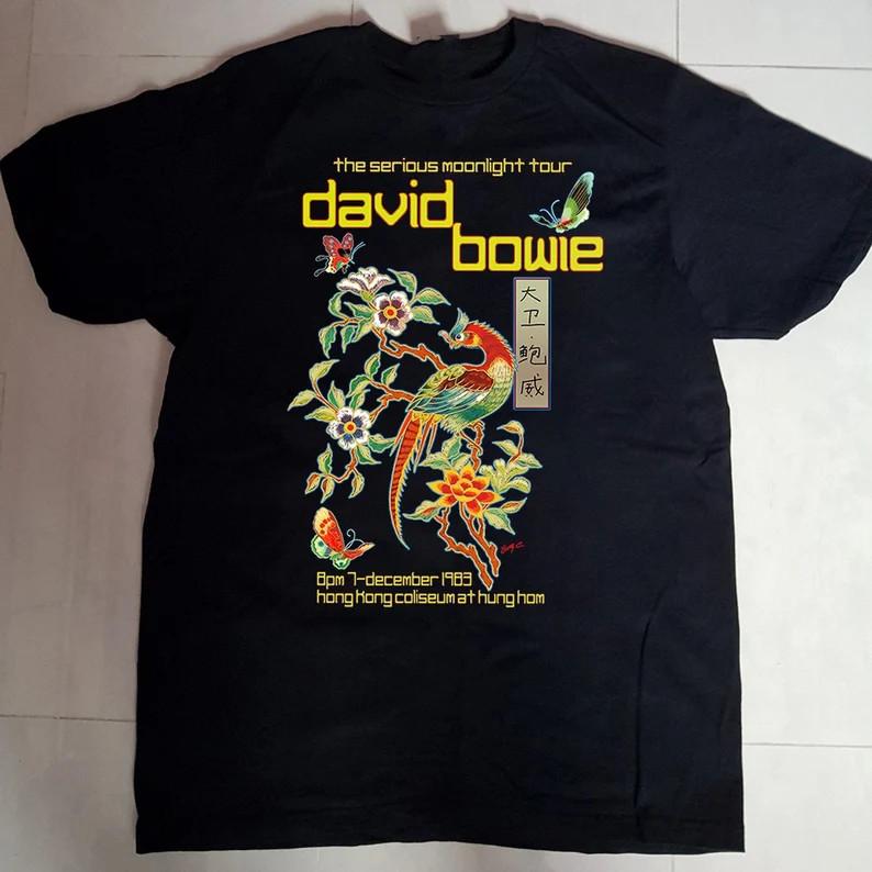 David Bowie The Serious Moonlight Hongkong Short Sleeve Tour Cotton Shirt Unisex T-Shirt XL