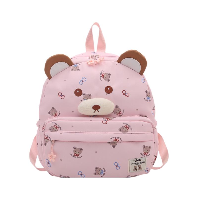 Schoolbag cartoon three-dimensional bear children's backpack printed kindergarten baby school bag boys and girls outdoor leisure backpack bag