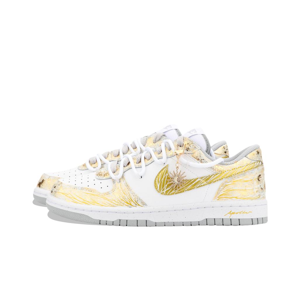 Nike Big Jiangjin Moon, Shopping Bag Abrasion Resistant Low Top Skateboard Shoes Men's White Gold 355152-106(Team1390-)