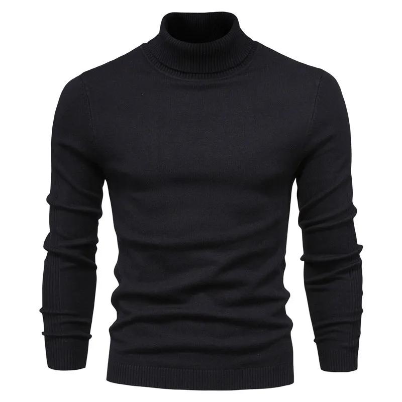 Spring and Autumn Semi-turtleneck Men's Solid Color Round Middle Neck Sweater Foreign Trade Men's Casual Knitted Sweater Thread