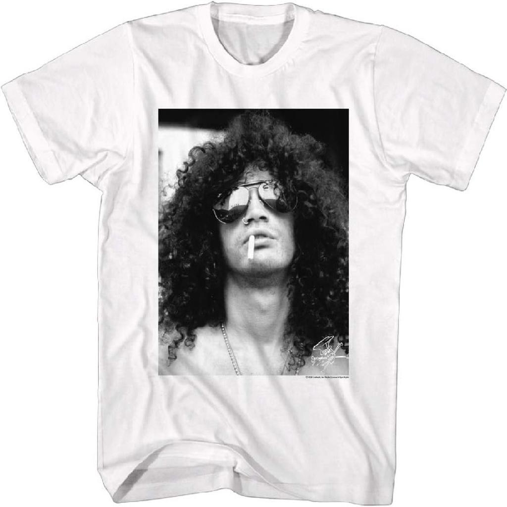 American Classics Slash Musician Black & White Slash Smoking Adult Short Sleeve T-Shirt Graphic Tee