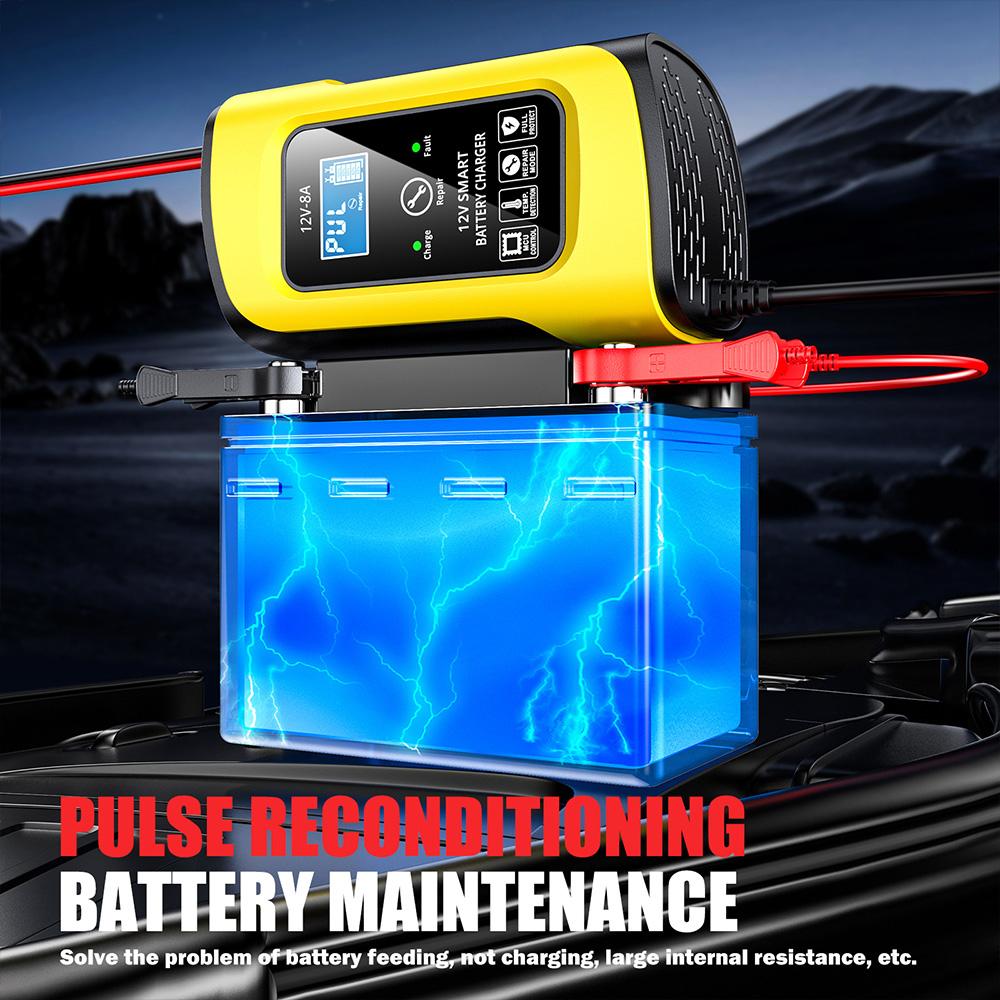Car Battrey Chargers 12V8A Intelligent Pulse Repairing Charge Device Automotive Battery Trickle