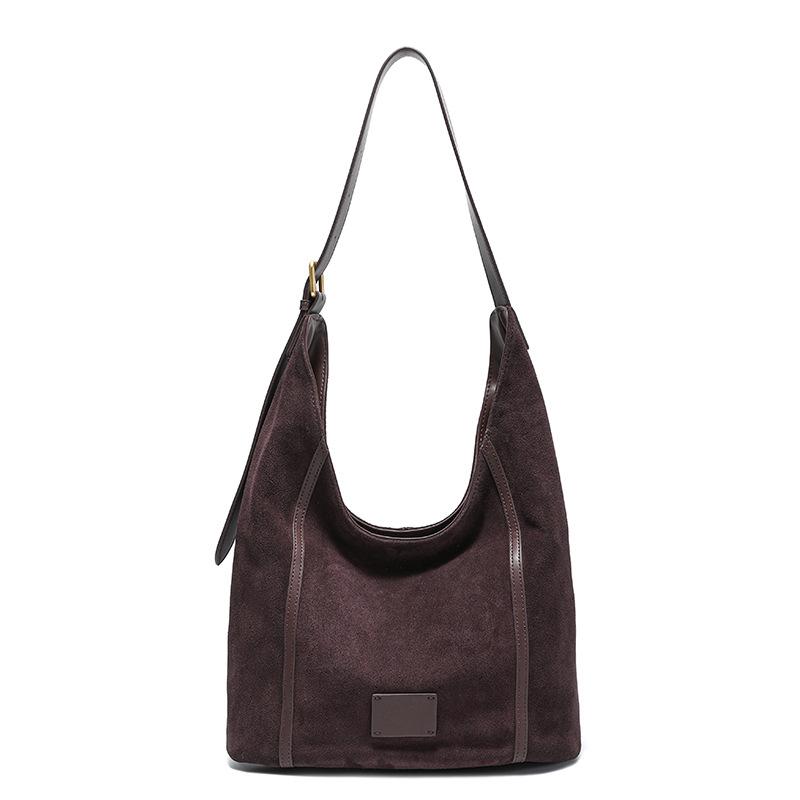 Cross-border New Large Capacity Single Shoulder Women's Bag Genuine Leather Vintage Bag Fashion Matte Cowhide Casual Commuter Tote Bag