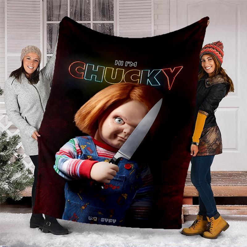Chucky Theme Printed Blanket - Perfect for Couch, Bed, Travel & Outdoor Use | Machine Washable, Cozy & Durable.