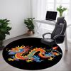 1pc Dragon Pattern Chair Carpet for Office, Round Non-Slip Durable Large Size Office Carpet, Suitable for Office, Beautiful Decoration