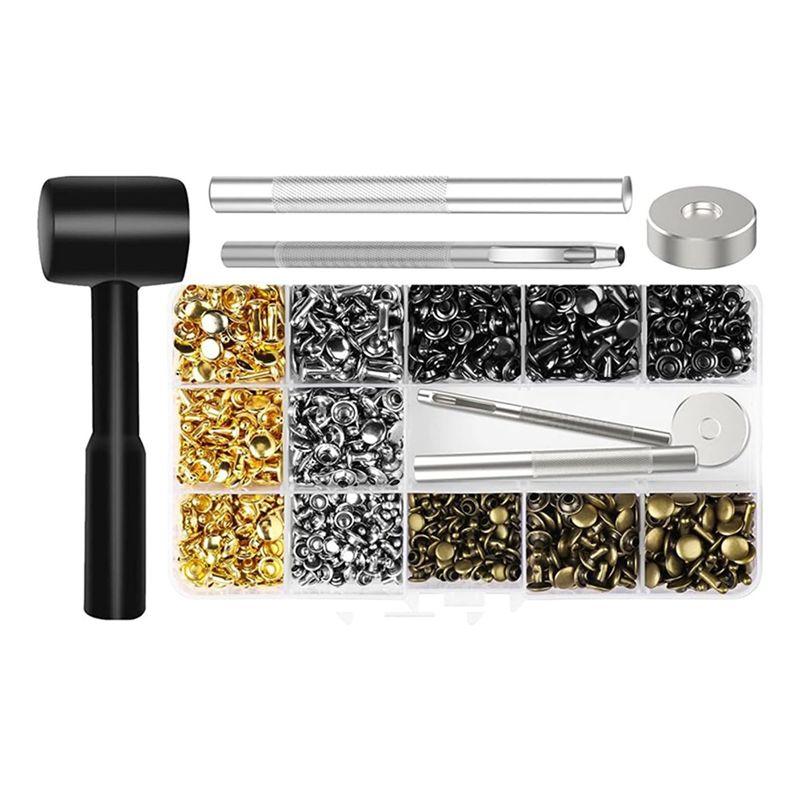 

AEE4-480 Set Leather Rivets, 4 Color 3 Size Leather Rivets And For Leather Clothes, Shoe, Leather Boot