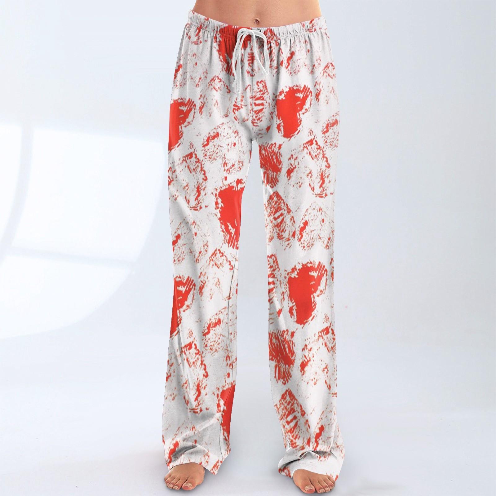 

Женские пижамные штаны, одежда для сна, повседневные брюки с эластичной резинкой на талии, удобные прямые свободные брюки для йоги S красный