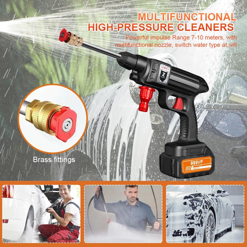 1500W Car Wash Gun Washer 4000mAh Foam Generator 30Bar Spray Nozzle High Pressure Cleaner for Auto Home Car Washing Machine