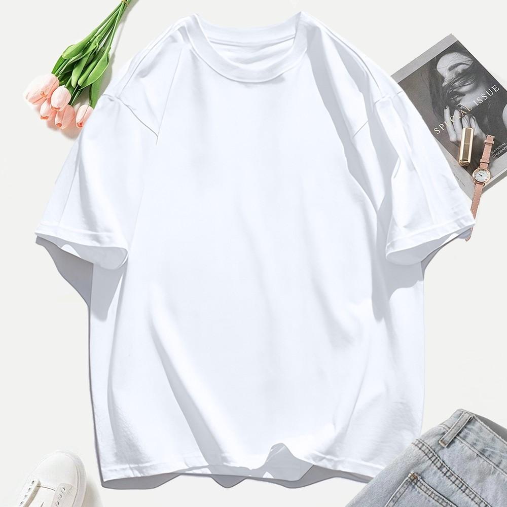 Solid Color Summer Woman Basic T-Shirt Comfortable Oversize Short Sleeve O-Neck Cotton T Shirts Y2K Trendy Women