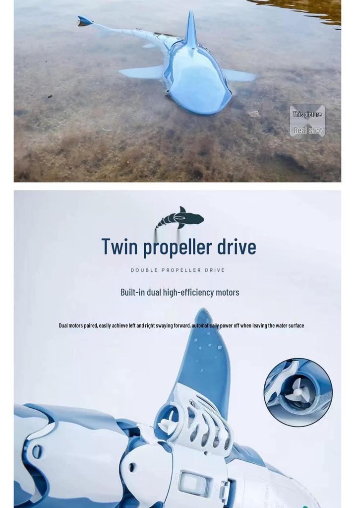 Children's 2.4G Remote Control Electric Shark Boat Toy - Swimming Wiggle Fish Model