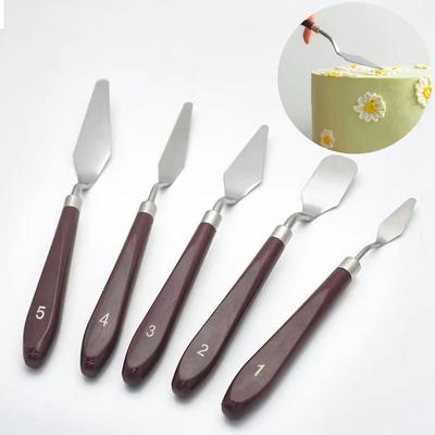 Juego de Rasquetas para Crema de Pastel Cuchillo de Decoración de Pastel de Acero Inoxidable Mango de Madera Rasqueta Rasqueta Mezcladora Rasqueta Mezcladora de Colores Herramienta de Repostería para Glaseado