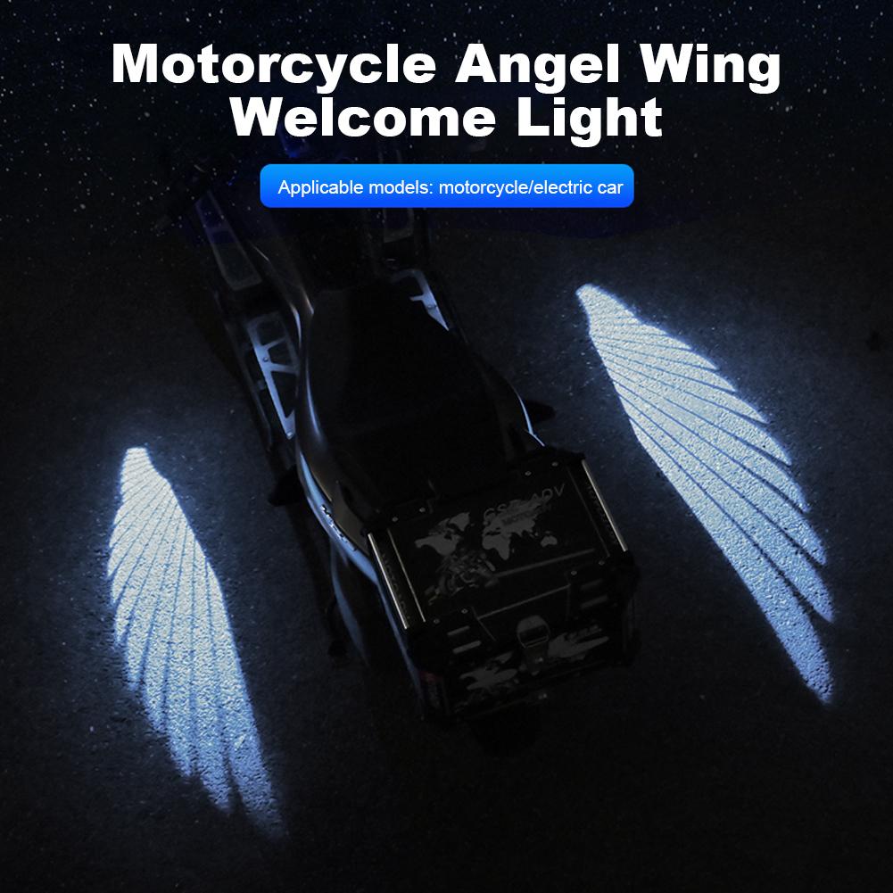 2Pcs LED Welcome Light Waterproof Angel Wings Projection Lights Super Bright Motorcycle Welcome Light 8-30V LED Carpet Underglow
