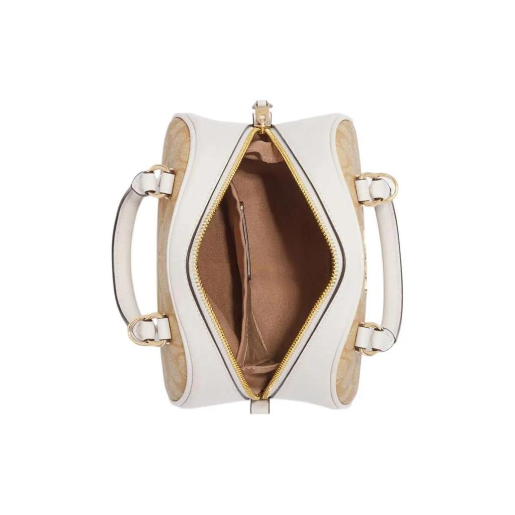 COACH Sydney Canvas Leather Dome Bag Handbag Small Women's Khaki (Unisex) Handbags CA591 IMDQC