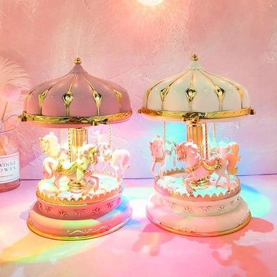 Elegante Bunte Glitzer Karussell Spieluhr Kind Mädchen Neujahr Geburtstag Geschenk