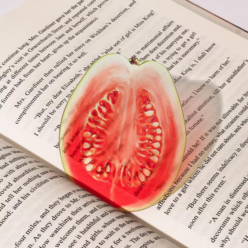 Acrylic Grape Tomato Apple Bookmark – Cute, Transparent, High-End Student Gift and Reading Marker