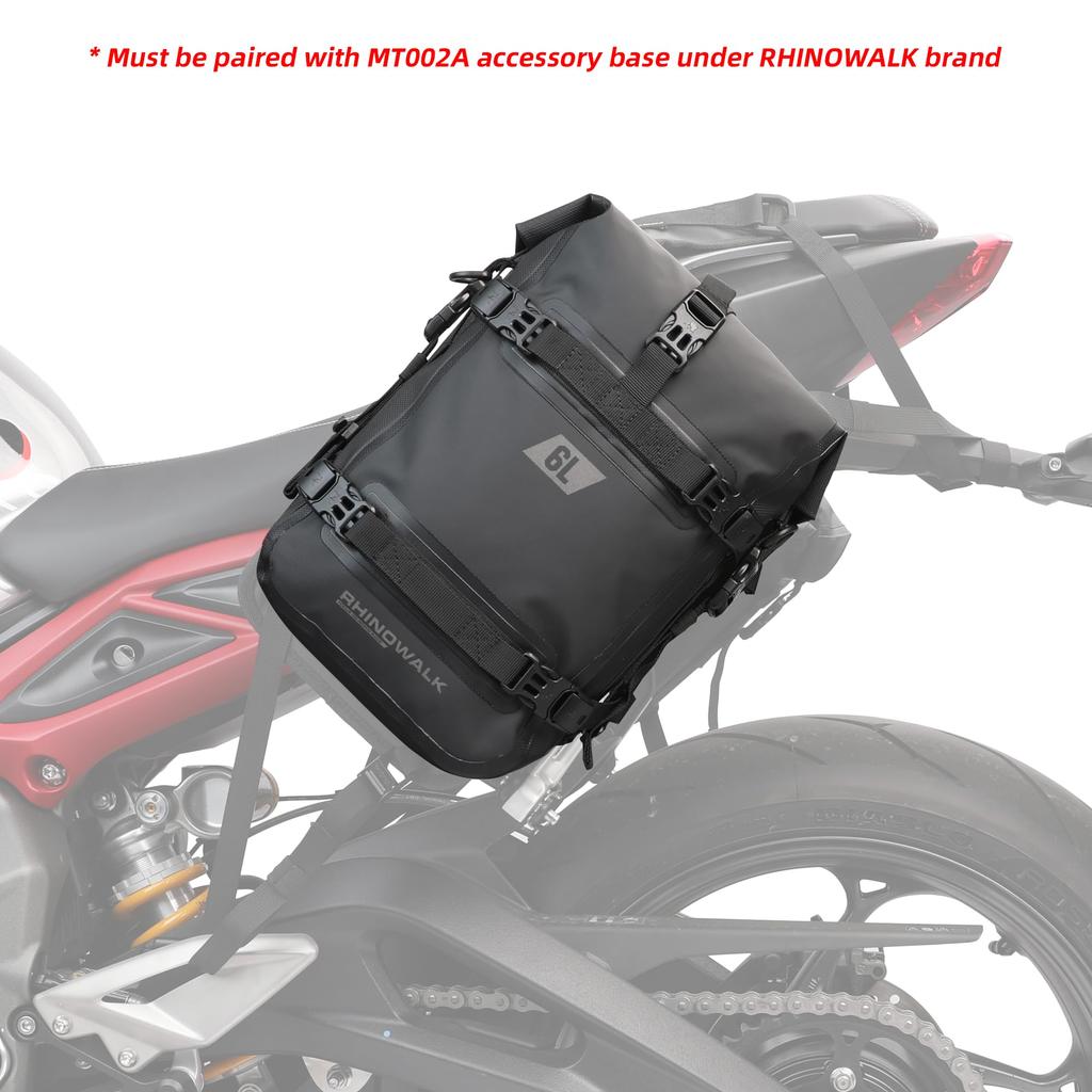 Rhinowalk Engine Guard Bag, Motorcycle Side Bag, Waterproof, 6L Capacity, Roll-Top, Belt Attachment, Multifunctional Storage Bag, Easy Installation, S