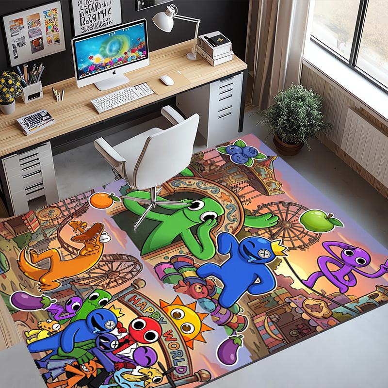 Game Rainbow Friends Pattern Rug, Indoor/Outdoor Mat, for Picnic, Gameroom, Bedroom, Office, Living Room, Home Decor Carpet, Birthday Gift