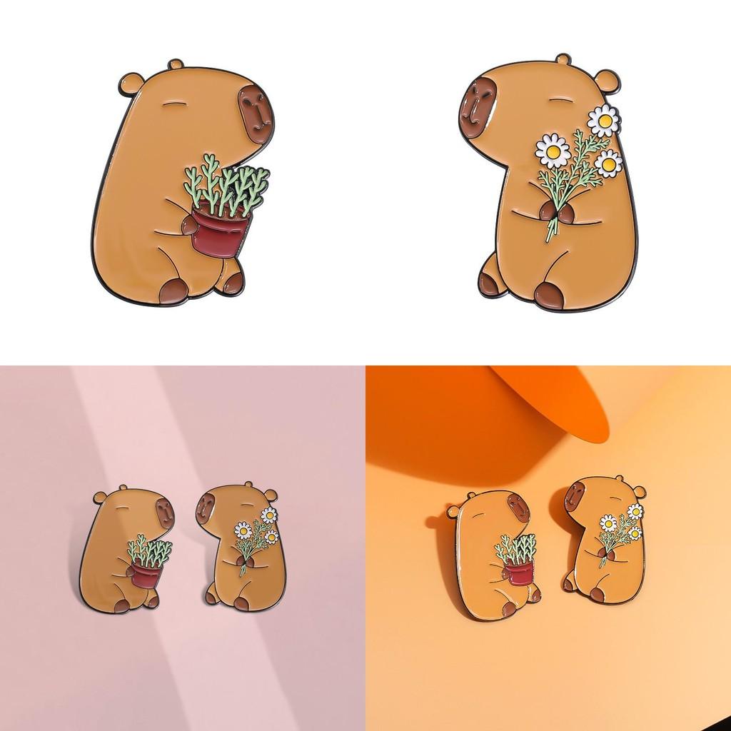 Creative Cute Capybara Shaped Cartoon Metal Brooch Colorful Alloy Badge Accessory For Summer Fashion