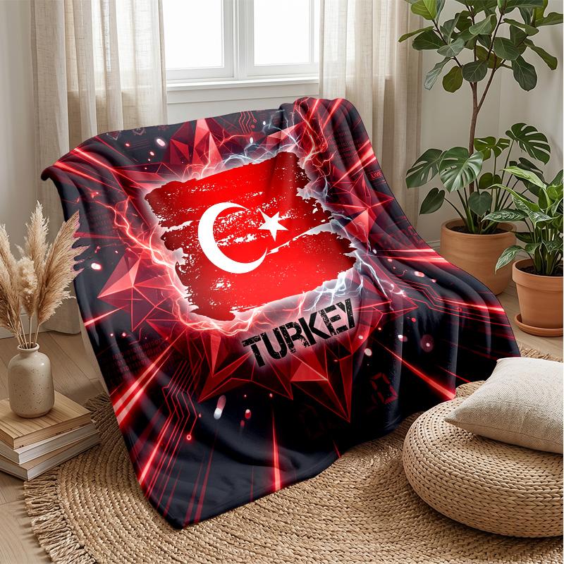 Turkey Football Printed Flannel Blanket Skin Friendly Warm Decorative Throw for Indoor Couch Bed Daily Use